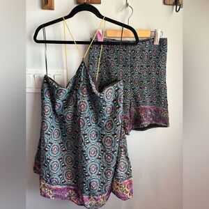 Free People Multicolor Patterned Top/Short Set